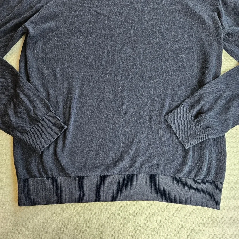 Icon Amsterdam Mens L Navy Crewneck Sweater Quiet Luxury Minimalism Heritage